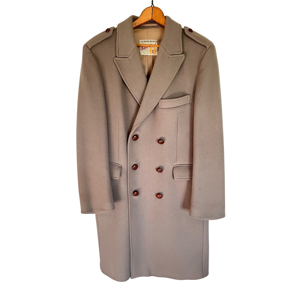 Teller Trench Coat Men's 46R Khaki Jacket Double Breasted Epaulets Hungary VTG